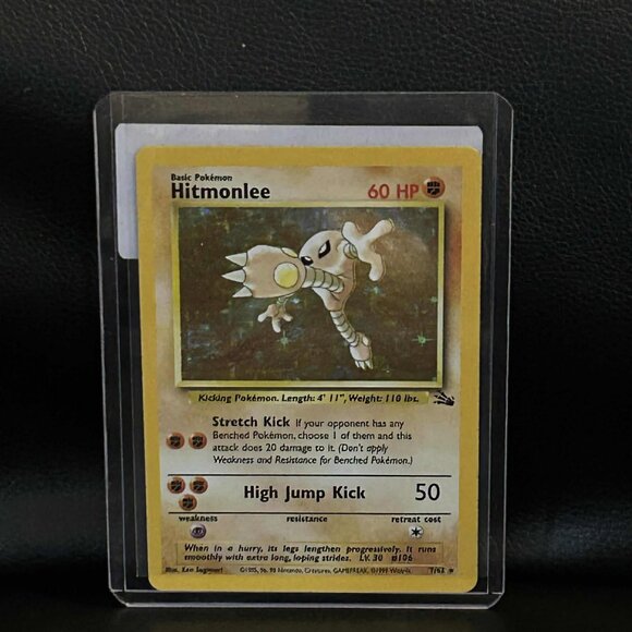 Hitmonlee - 7/62 - Holo Rare - Unlimited Edition - Fossil Pokemon Trading Card - Picture 1 of 1